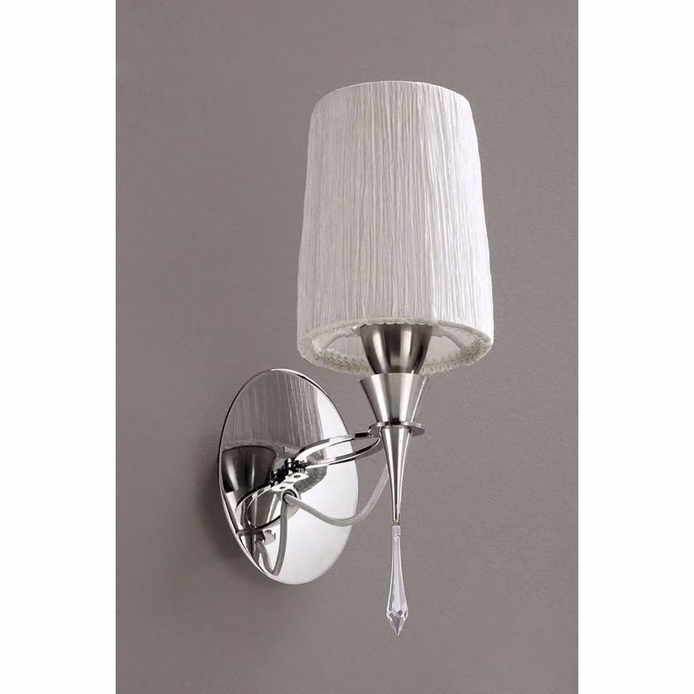 Netlighting Lucca Wall Lamp with E27 Socket, White Shade and Silver Crystal in Chrome – 2