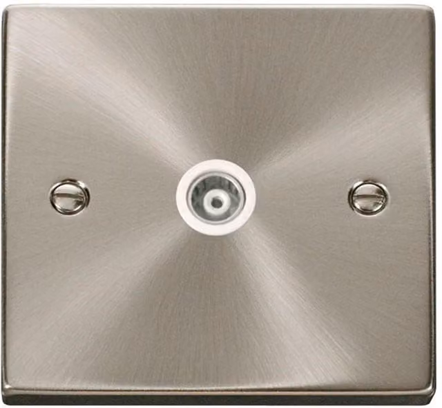 SE Home Single Isolated Coaxial Socket in Metallic Silver with Satin Brushed Chrome Plate