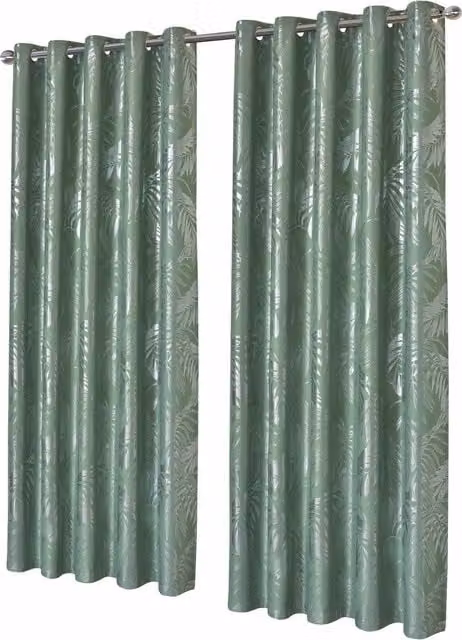 NewEdgeBlinds Green Floral Blackout Eyelet Curtains, W: 167 cm, H: 183 cm
