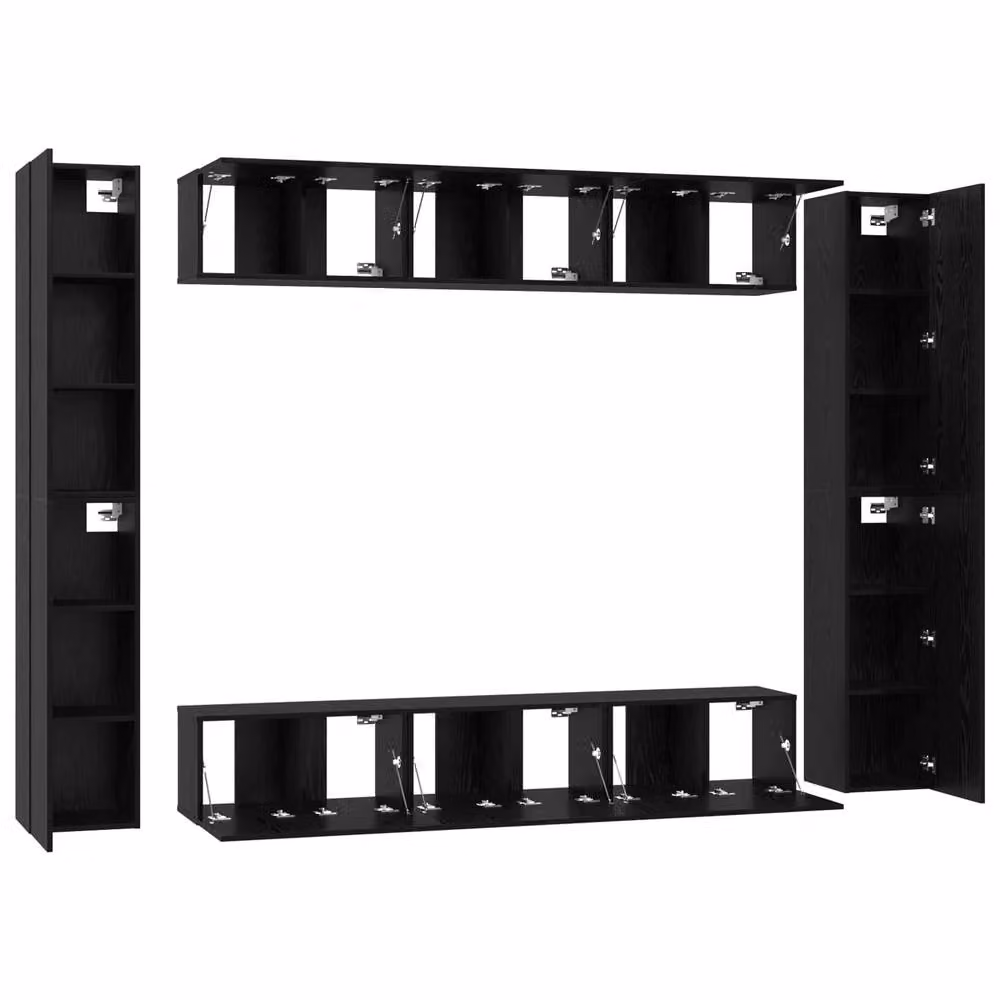 Berkfield Home Black Oak TV Cabinet with Internal Shelves and Hinged Doors, W/D/H: 30.5 x 30.0 x 90.0 cm – 3
