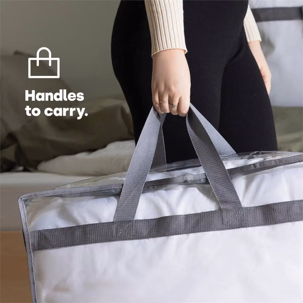 Nordara 2-Piece Transparent PVC Zipped Clothes and Duvet Storage Bags with Handles, W/D/H: 60 x 40 x 25 cm – 3