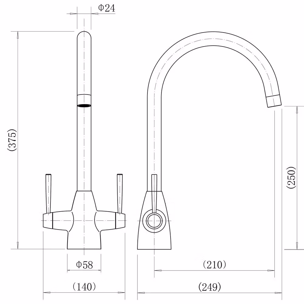 Balterley Contemporary Dual Handle Kitchen Mixer Tap, Matt Black – 2