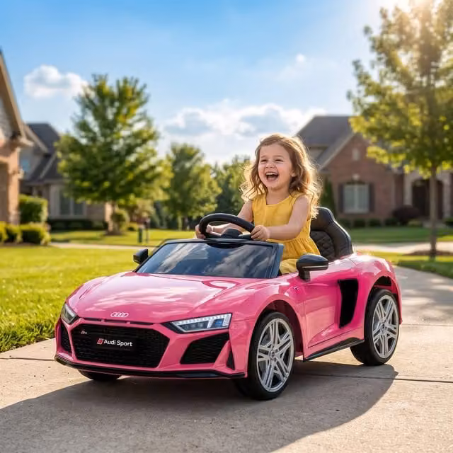 AIYAPLAY 12V Audi R8 Spyder Electric Ride-On Car for Kids Ages 3+ in Pink