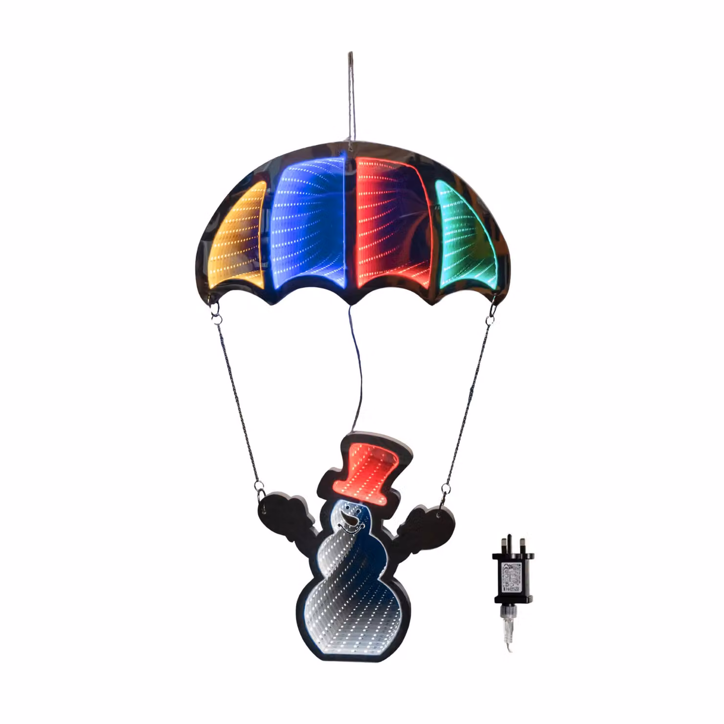 Samuel Alexander Multicolour LED Infinity Christmas Hanging Parachute Light with Snowman Decoration, 60cm – 4