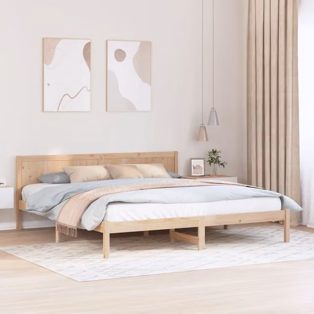 Berkfield Home Solid Pine Wood Bed Frame, Brown, 200 x 200 cm