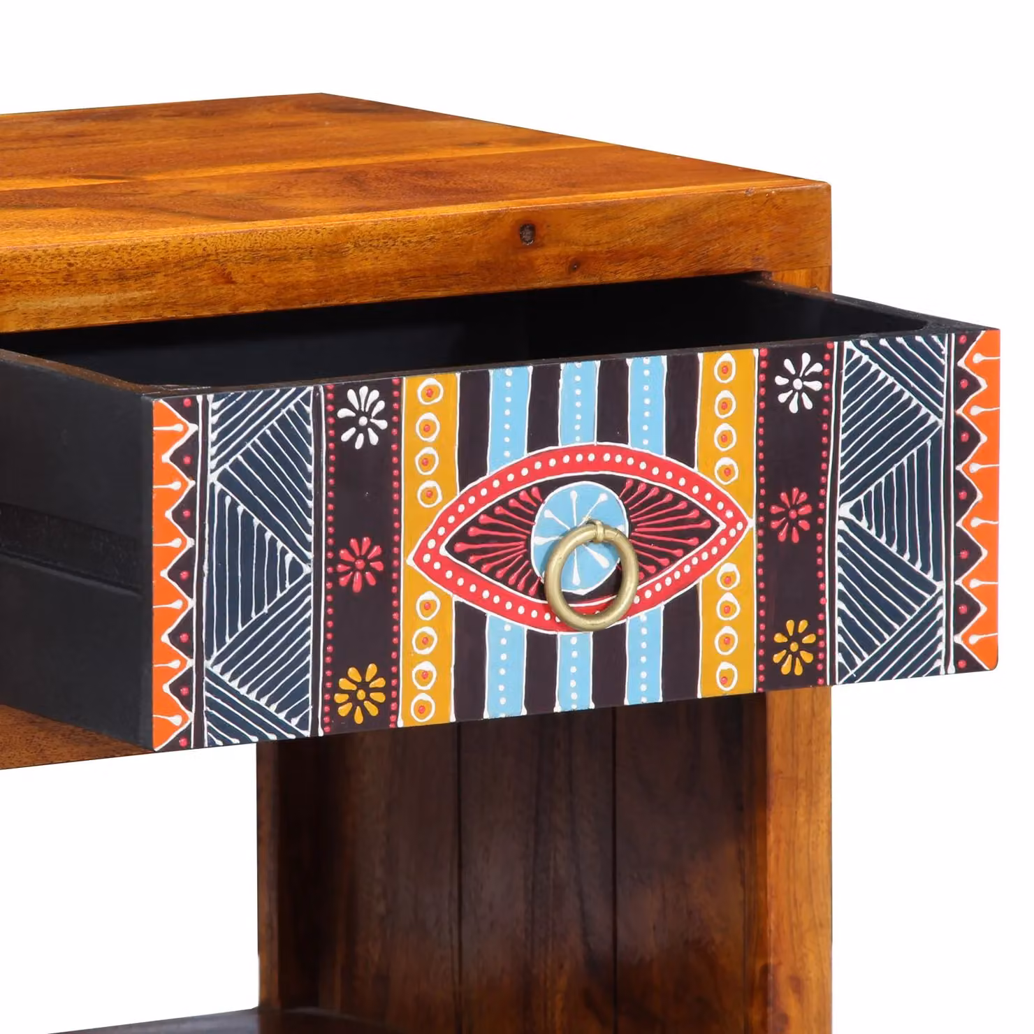Berkfield Home Geometric Side Cabinet in Brown Solid Acacia Wood W/D/H: 40 x 35 x 45 cm – 4