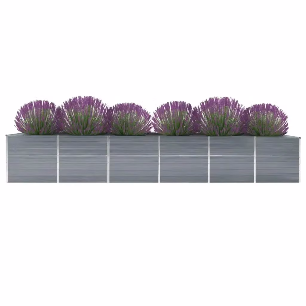 Berkfield Home Garden Galvanised Steel Raised Bed in Grey, W: 480 cm, D: 80 cm, H: 77 cm – 2