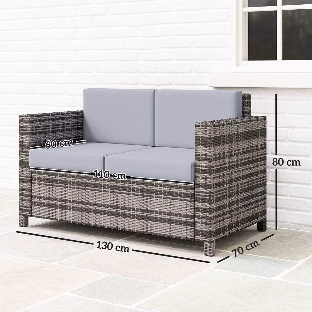 STILVORA 2 Seater Sofa with Cushions and Armrests in Grey – 3