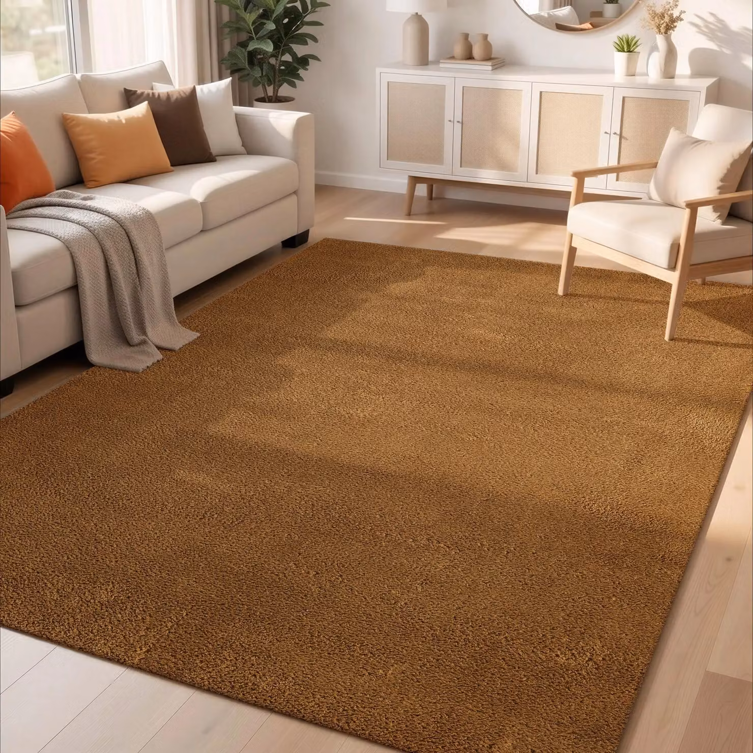 Desire Rugs Comfy Washable Non-Slip Round Area Rug in Gold, Diameter: 100 cm – 4