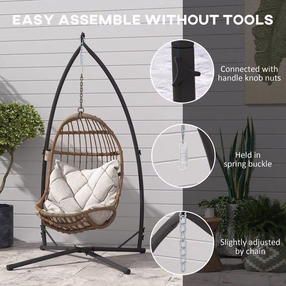 Kelvenix Black Steel Hammock Chair Stand for Adults, H 215 x W 105 x D 105 cm – 4