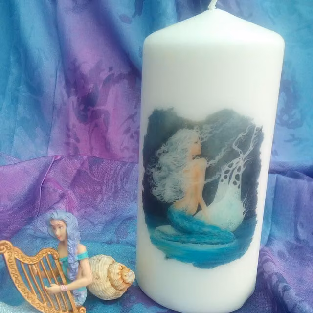 Viki Mermaid Pillar Candle in White