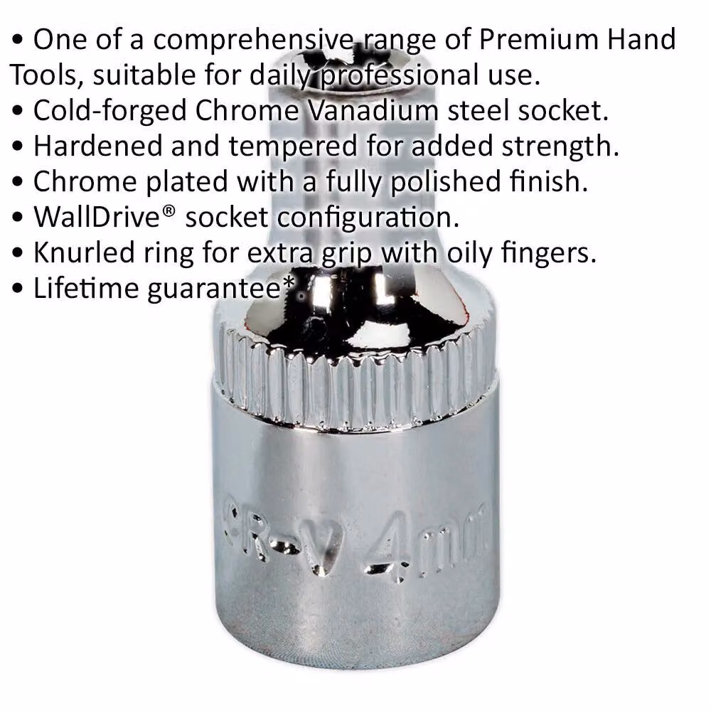 Loops 4mm Forged Steel Drive Socket 1/4 inch Square Drive in Silver Chrome Vanadium – 2