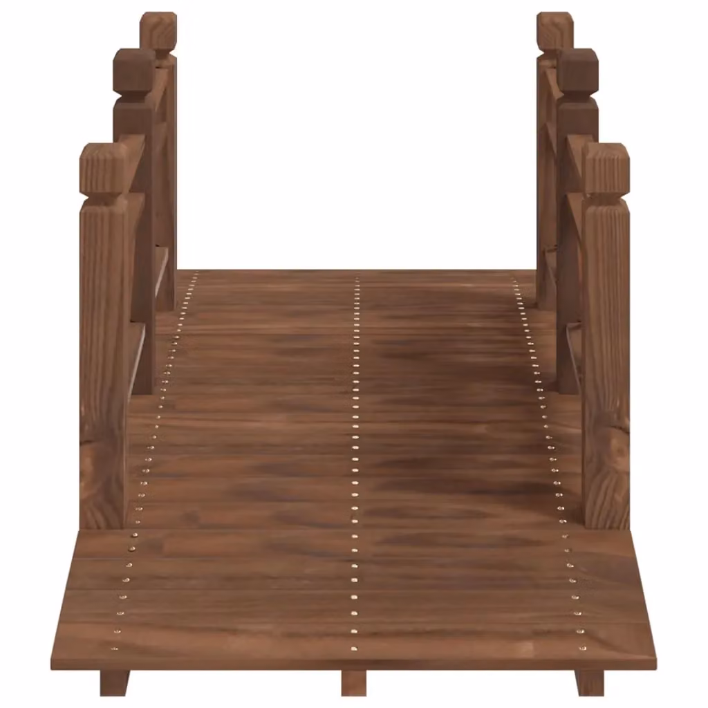 Berkfield Home Garden Bridge with Railings in Brown Solid Spruce Wood W/D/H: 150 x 67 x 56 cm – 3