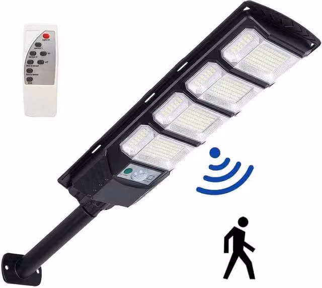 FLAVORA LED Solar Street Light with Motion Sensor, Black Outdoor Garden Security Lamp