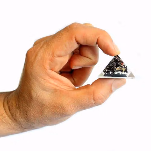 Ancient Wisdom Blue Orgonite Pyramid with Gemchips and Copper – 1