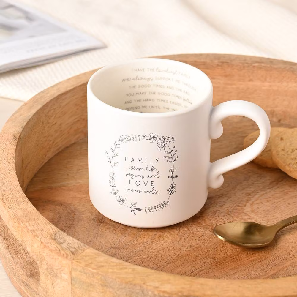 Moments Family Ceramic Mug in White with Floral Design – 2