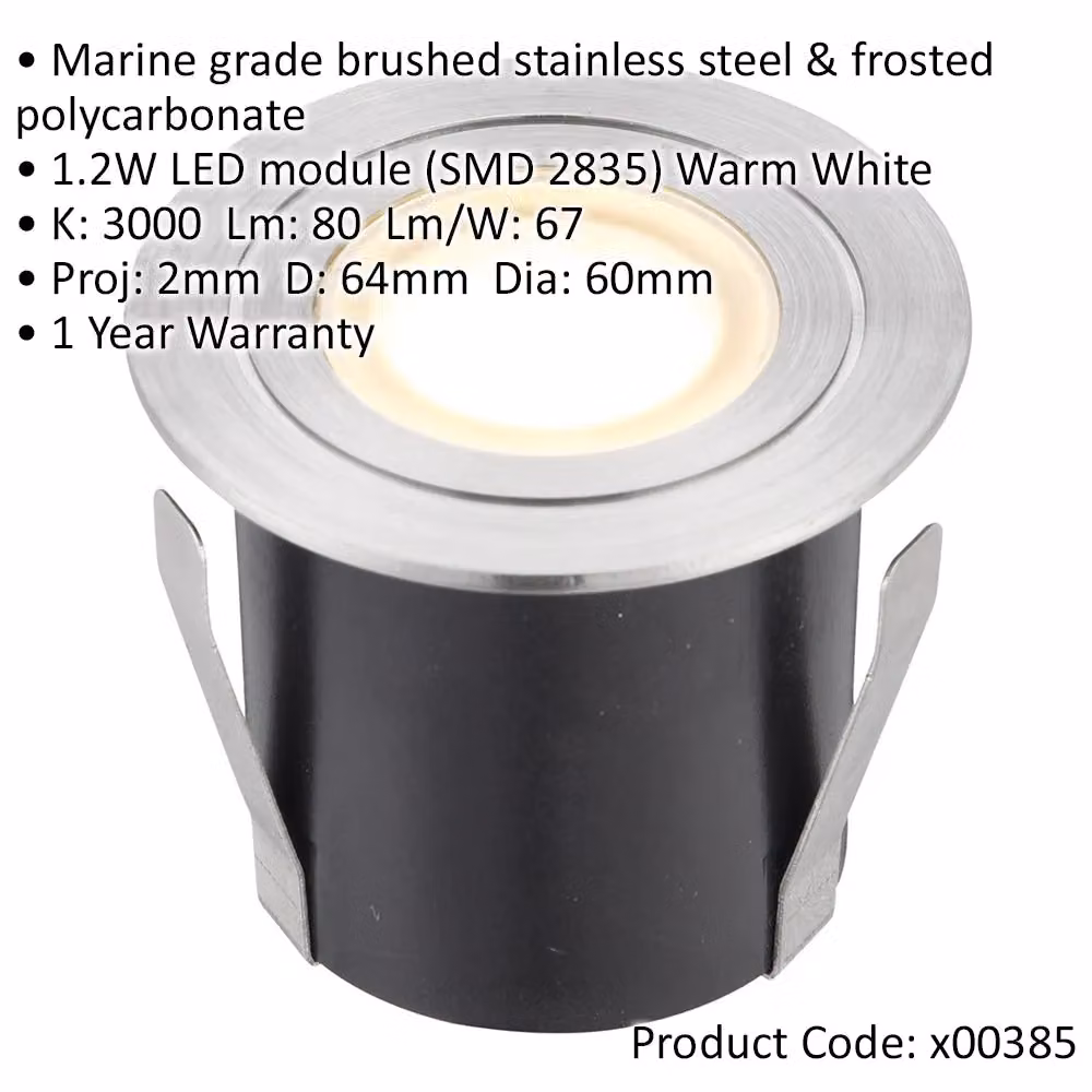 Loops 4 Pack Recessed IP67 LED Guide Lights in Silver Stainless Steel, Warm White – 2