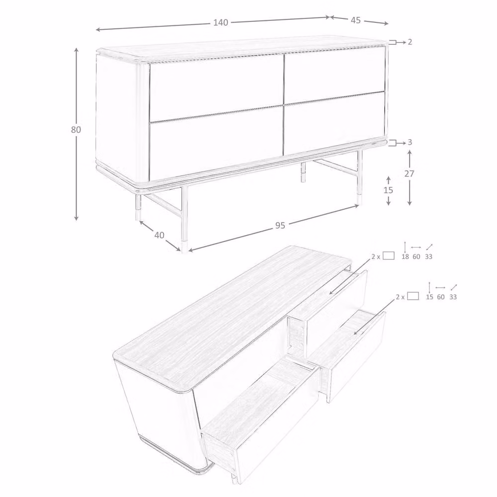 Angel Cerda Modern Chest of Drawers in Dark Grey Matt MDF with Walnut Top – 3