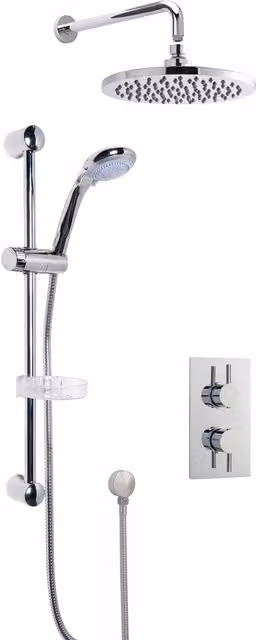 Balterley Concealed Twin Valve Multi Function Slide Rail Shower Kit with Diverter in Silver