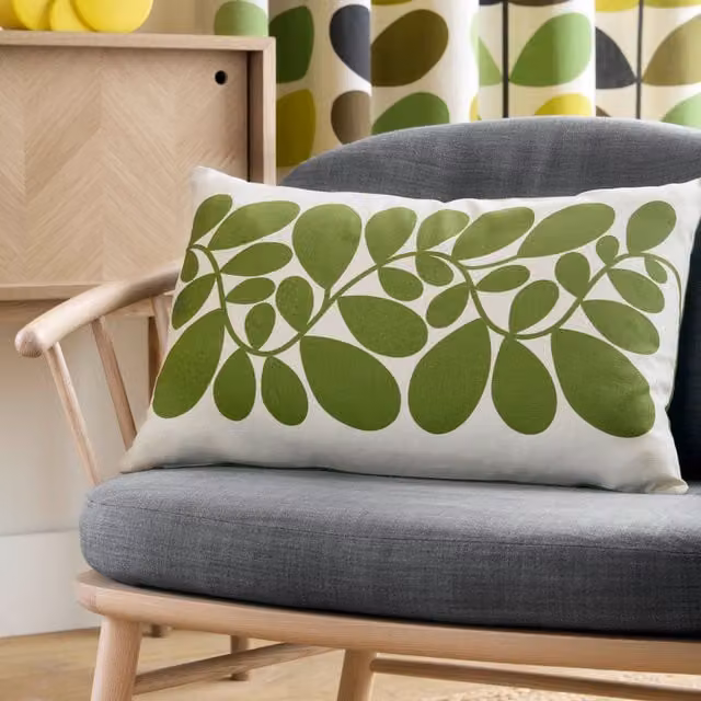Orla Kiely Sycamore Stripe Rectangular Filled Cushion in Dill Green, W: 60 cm, H: 40 cm