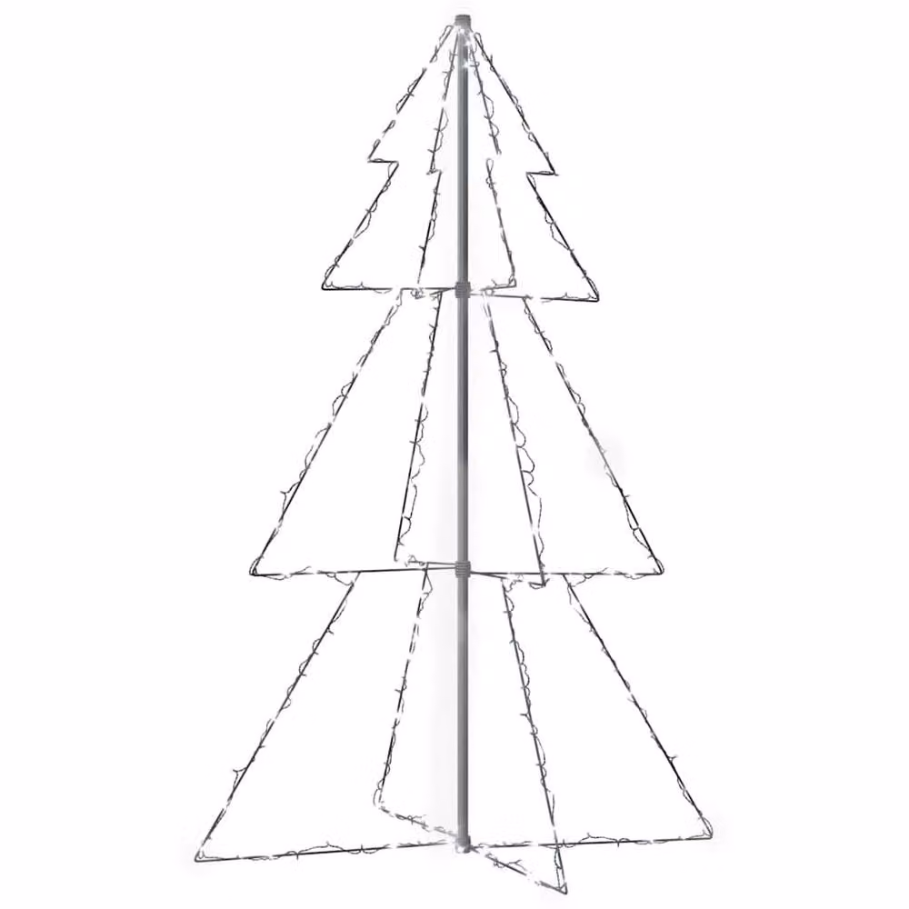 Berkfield Home Bright Christmas Cone Tree with 200 LEDs for Indoor and Outdoor Use, White, W: 98 cm, H: 150 cm – 2
