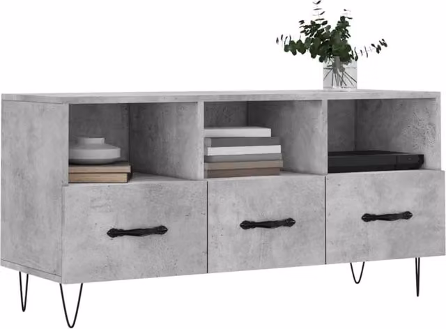 Berkfield Home Industrial TV Cabinet in Concrete Grey, W/D/H: 102 x 36 x 50 cm – 1