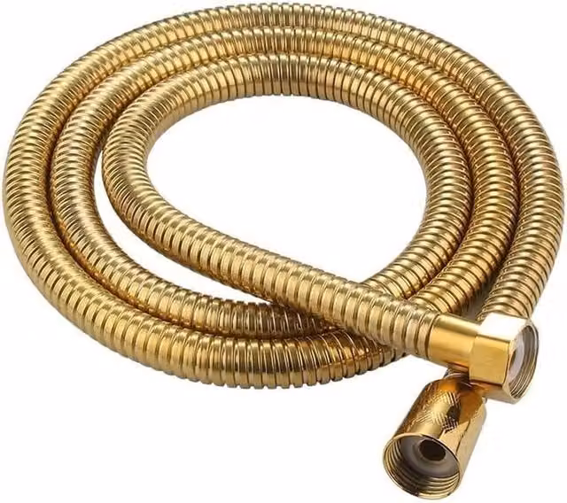 NESTLUNE Gold Brass Shower Head Hose Pipe, Length: 2 m