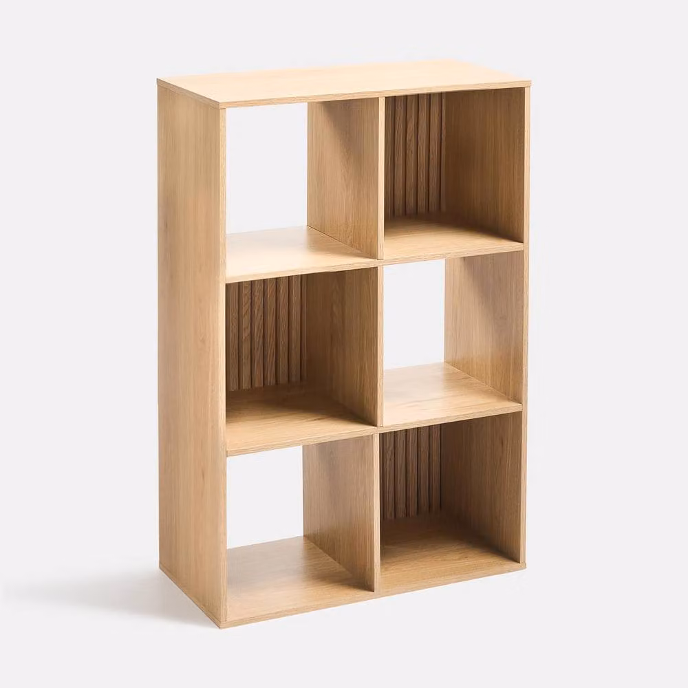 OHS Dallas 6 Cube Wood Effect Storage Unit Bookcase in Natural – 2