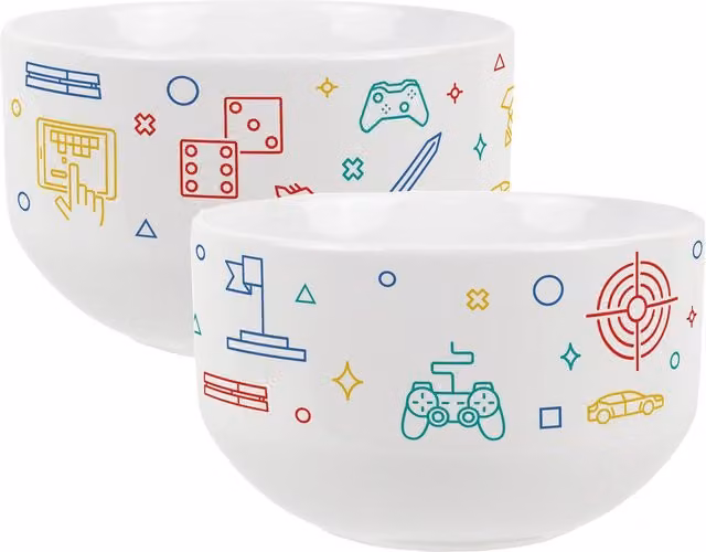 Purely Home Gamer Snacks Ceramic Cereal Bowl, White