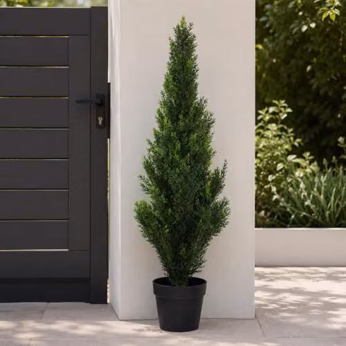 Leaf Artificial Cedar Cypress Topiary Tree in Green, Height: 90 cm – 3