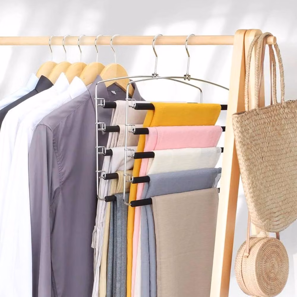 KORVIXA 2-Pack Non-Slip Stainless Steel Trouser Hangers in Silver – 4