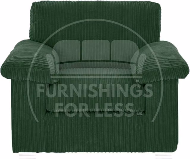 Furnishings For Less UK Delta Large Green Jumbo Cord Fabric Armchair with Padded Arms