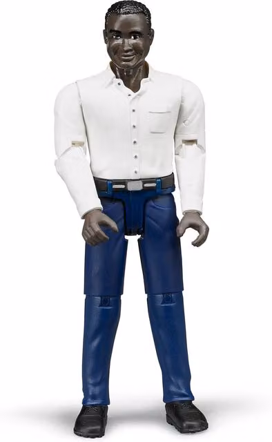 Bruder bworld Man with Dark Skin and Dark Blue Jeans Playset Model, Blue and White
