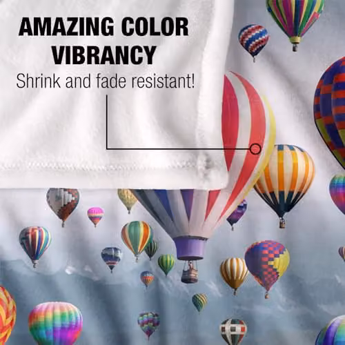 JQ Licensing Royce Mcclure Hot Air Balloon Sky Roads Super Soft Fleece Throw Blanket, White and Multicolour, W/D/H: 152 x 127 cm – 3
