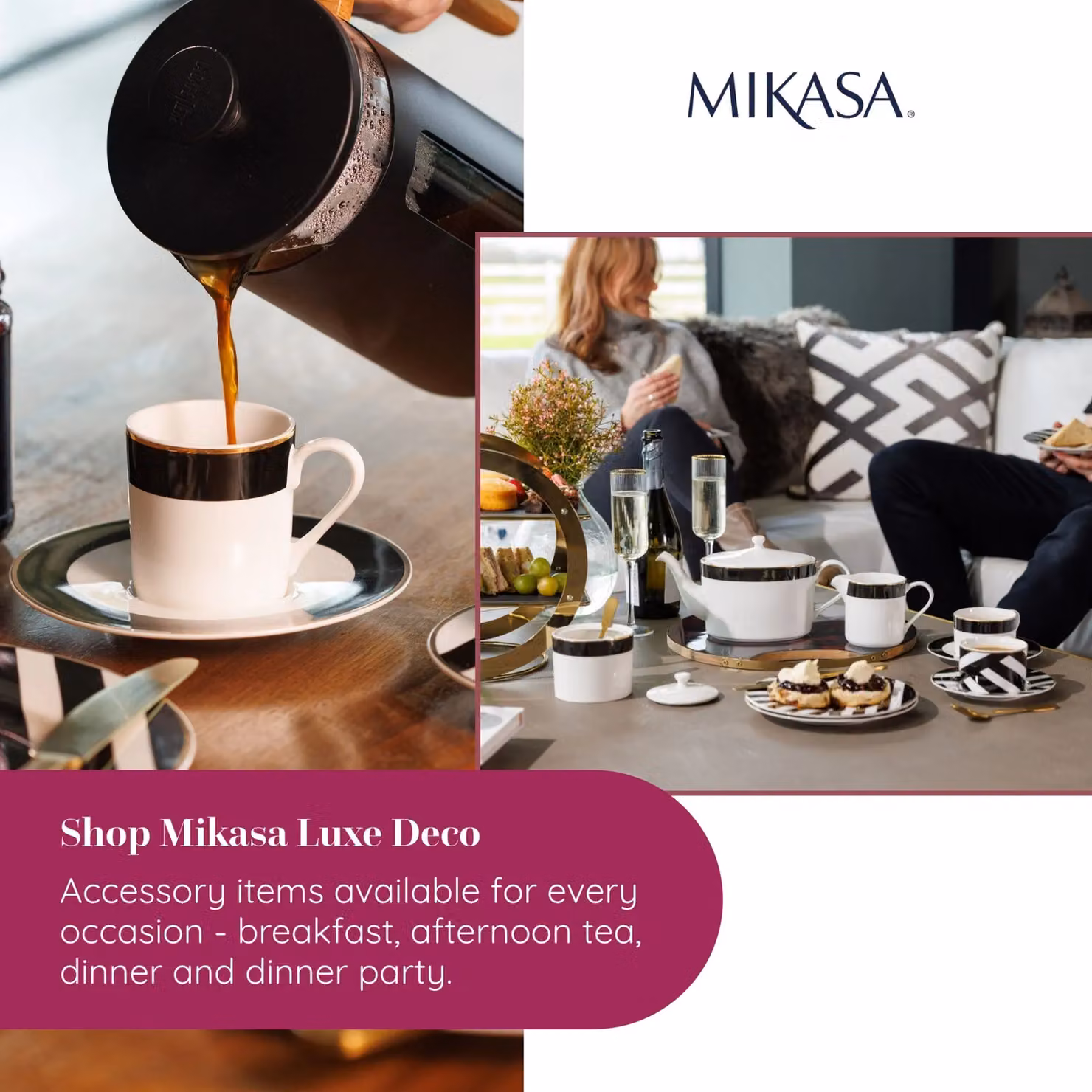Mikasa Luxe Deco White and Gold Geometric Bone China Tea for One Set with Teapot and Infuser, 500ml – 9