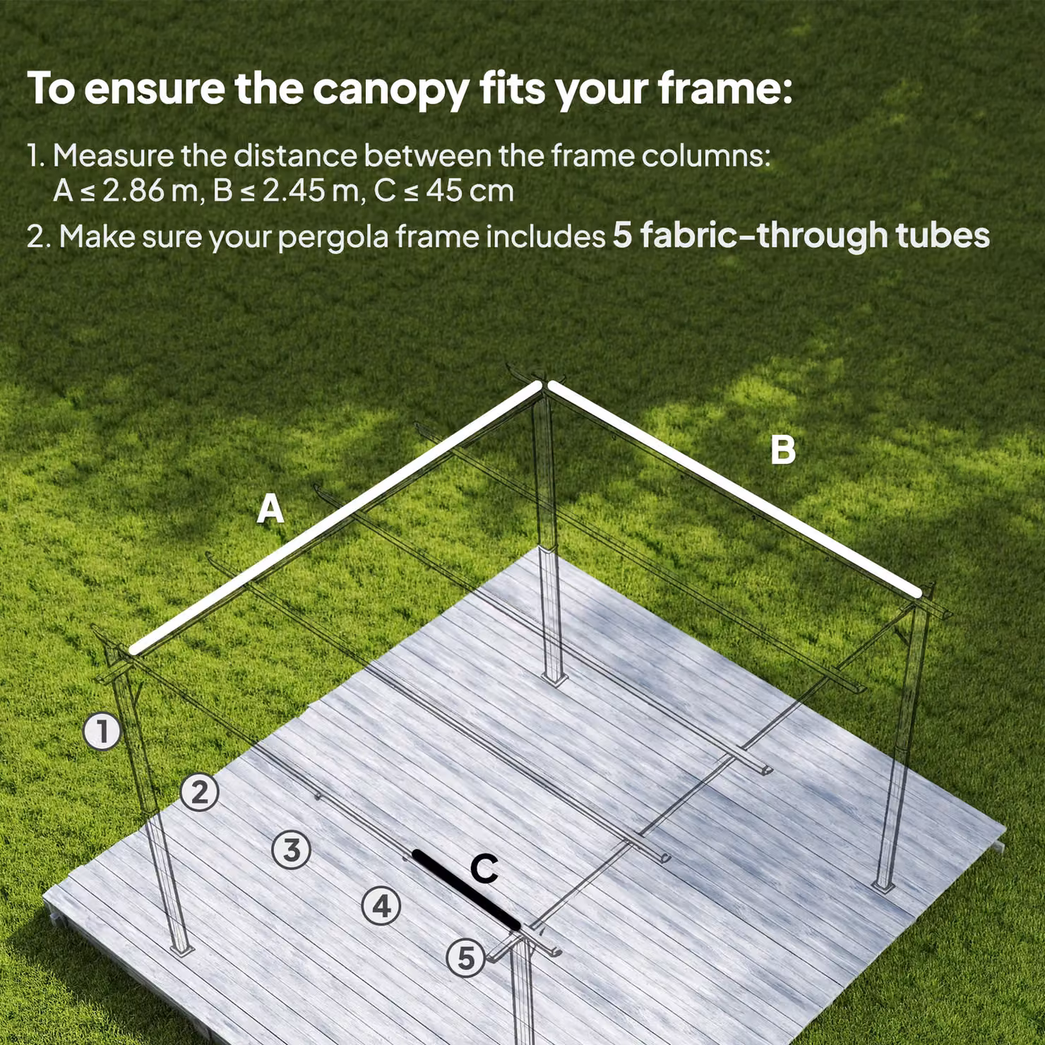 OUTSUNNY Dark Grey Polyester Pergola Cover Replacement for 3x2 m Frame, W: 286 cm x D: 245 cm – 4