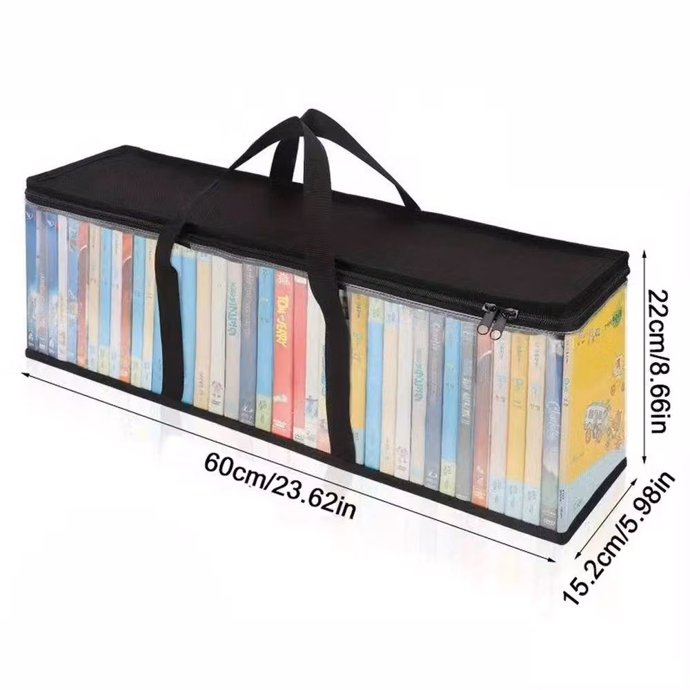 VOGREX 2-Piece Large Clear Zip CD and DVD Storage Carry Bags in Black – 2