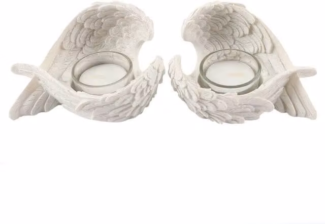 Uniqueful Set of 2 White Winged Tealight Candle Holders