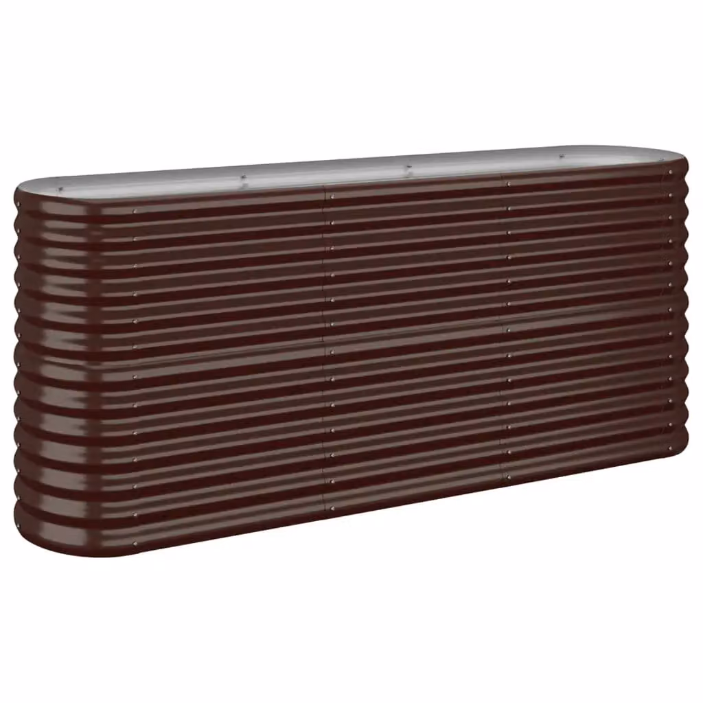 Berkfield Home Garden Powder-coated Steel Raised Bed in Brown, W: 152 cm, D: 40 cm, H: 68 cm – 2