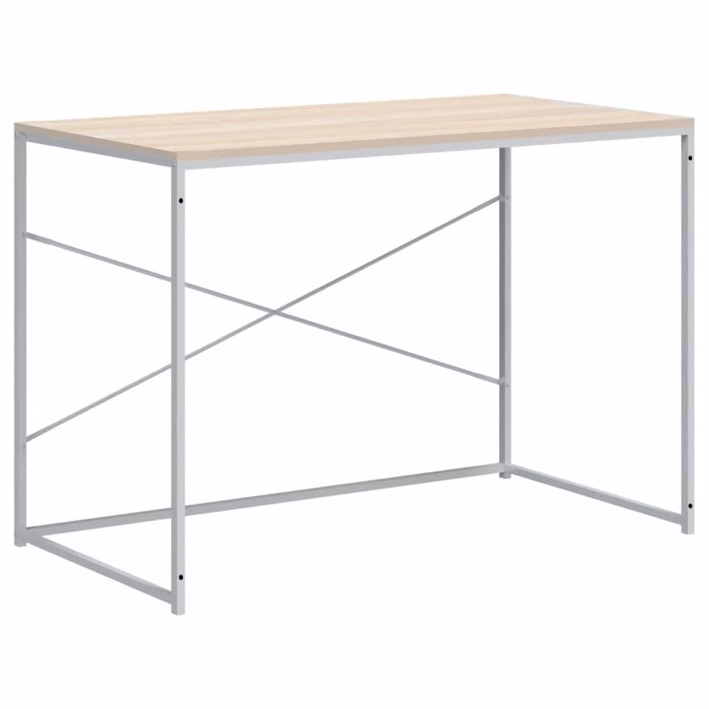Berkfield Home Computer Desk in White and Brown Oak, W/D/H: 110 x 60 x 70 cm – 2