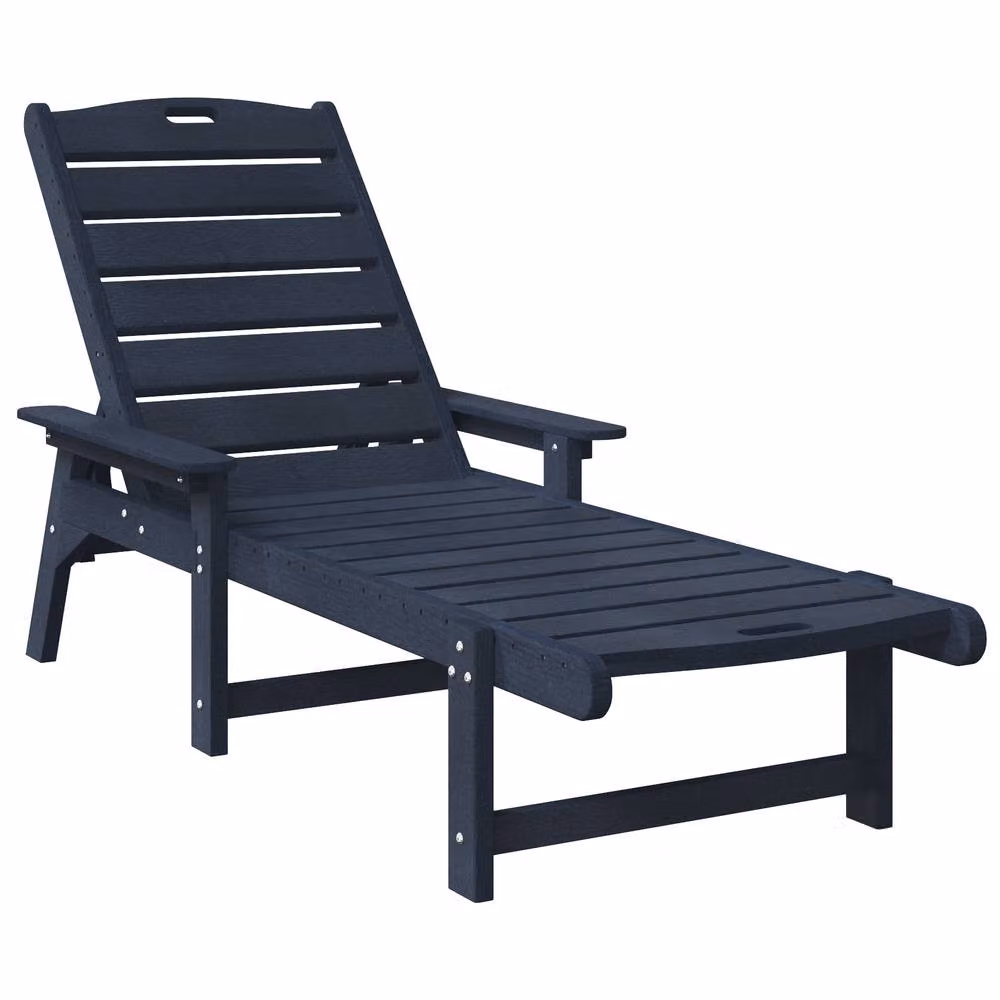 Berkfield Home Sun Lounger in Navy Blue, W/D/H: 162 x 53 x 98.5 cm – 2