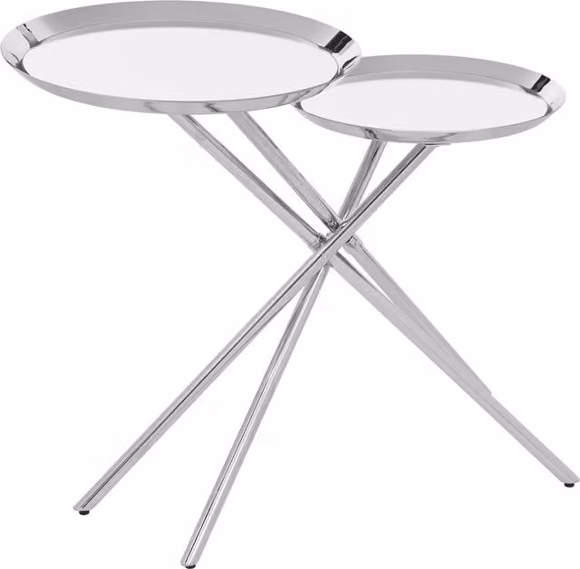 Fifty Five South Orsina Modern Nested Side Table with Silver Glass and Metal Tops, H 70 cm x W 58 cm x D 58 cm