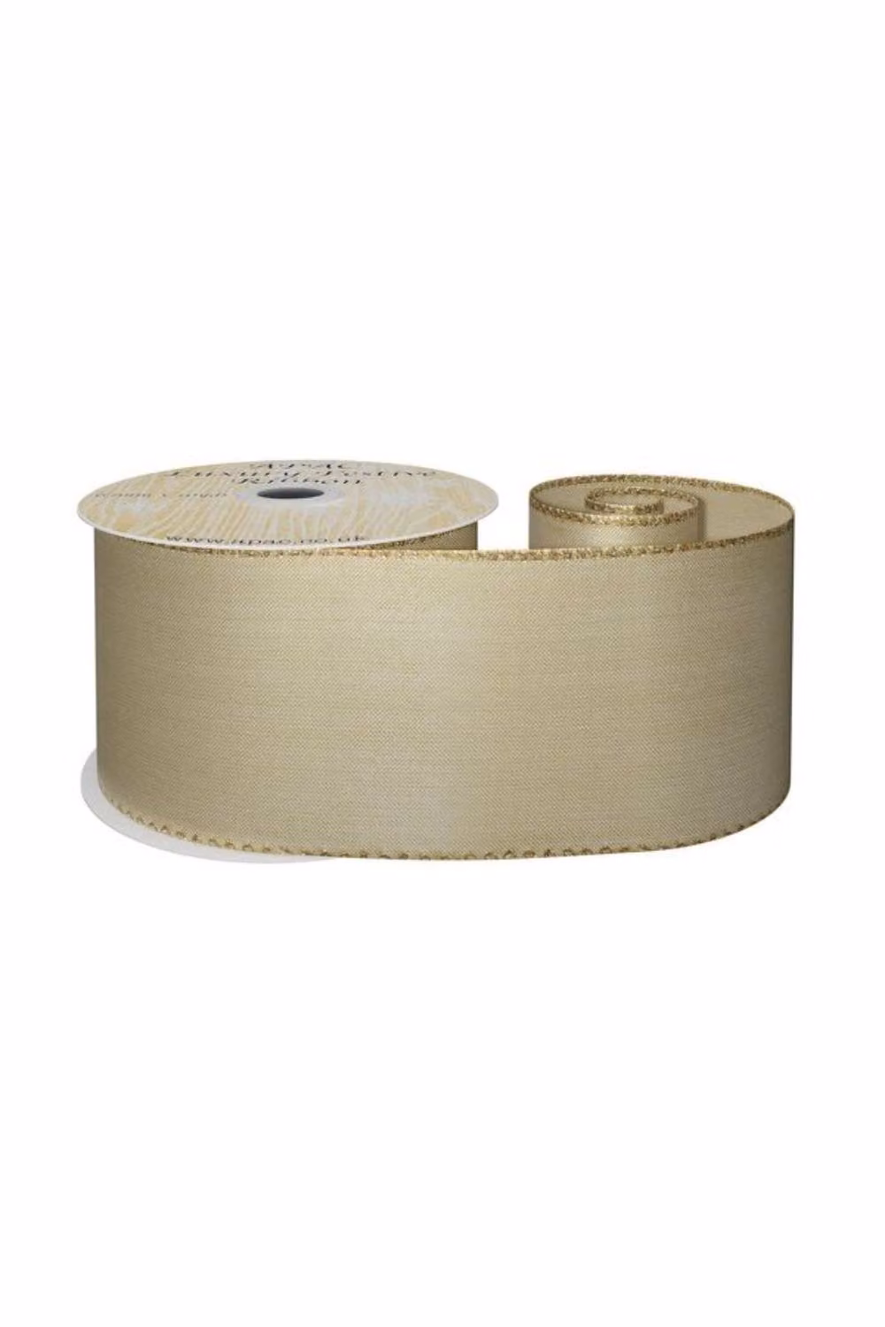 KDMD Shiny Pale Gold Ribbon in Beige, Width: 6.3 cm, Length: 9.14 m – 2