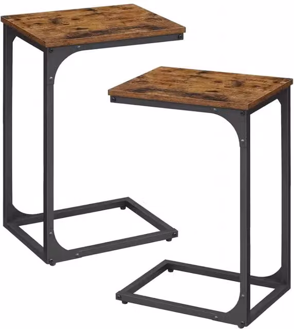 FORGEVIO Industrial Metal Side Table in Brown with Matt Finish