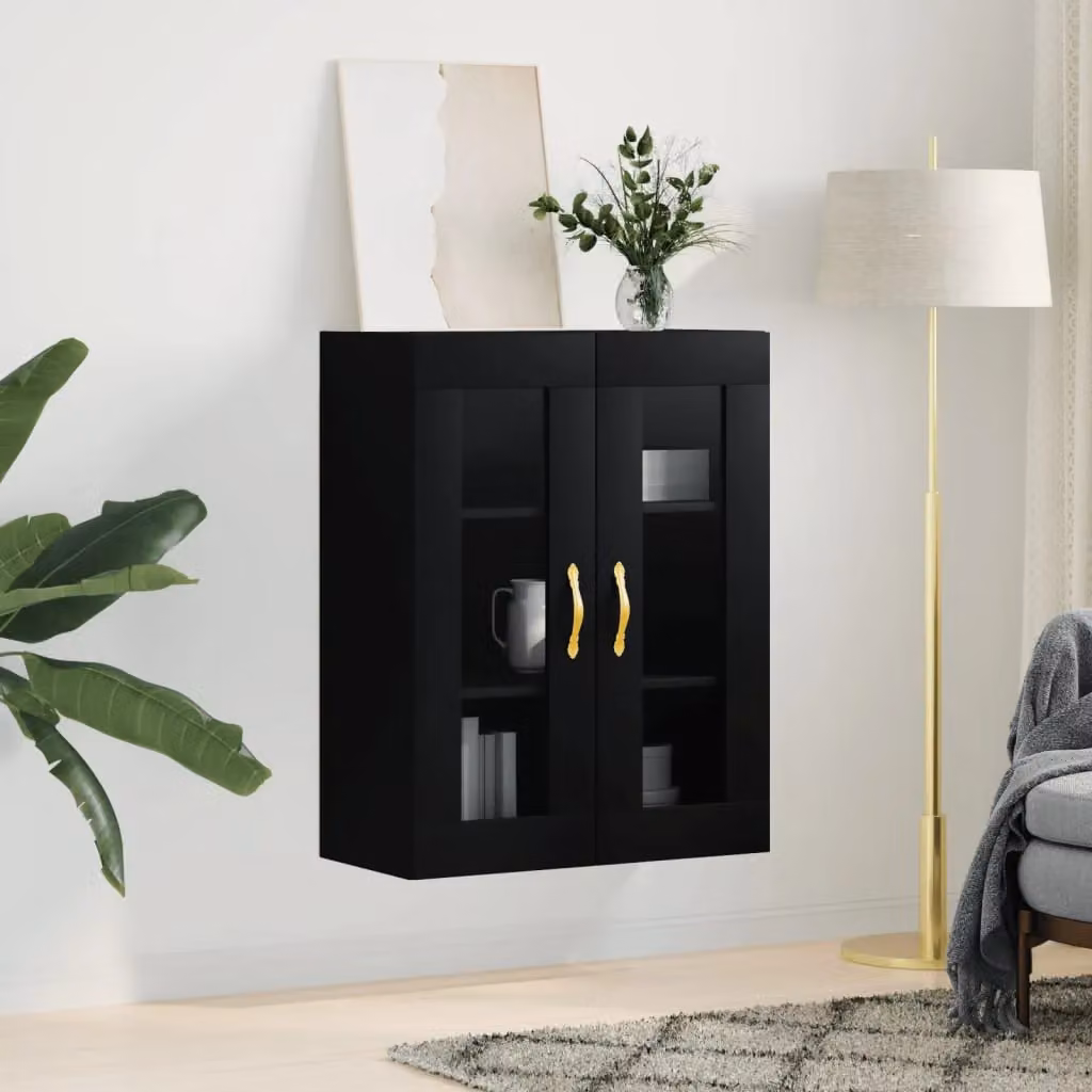Berkfield Home Wall Mounted Cabinet in Black with Glass Doors, W/D/H: 69.5 x 34 x 90 cm – 3