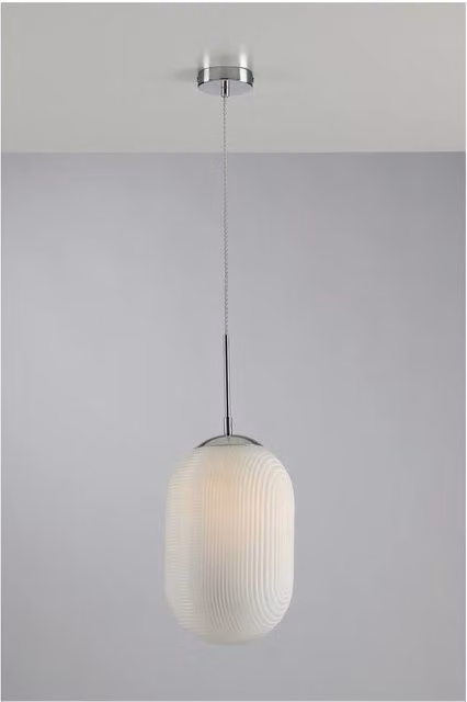 Netlighting Greenwich Oval Glass Ceiling Pendant in White with E27 Socket