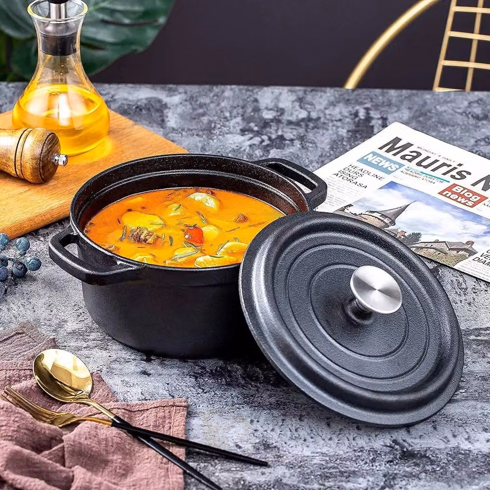 EONLION 3L Black Cast Iron Casserole Dish and Stock Pot – 2