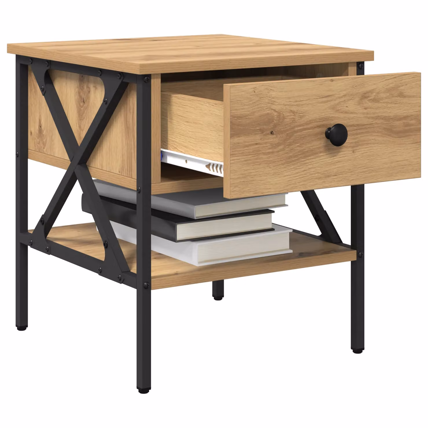 Berkfield Home Set of 2 Artisan Oak Bedside Tables in Beige, W/D/H: 40 x 42 x 45 cm – 2