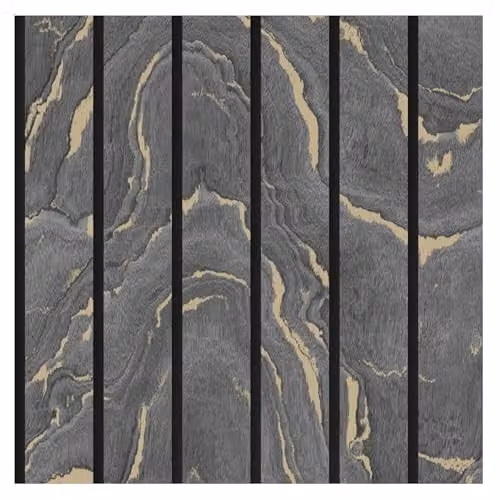 Muriva Abstract Woodgrain Panel Wallpaper Roll in Grey, Gold and Anthracite