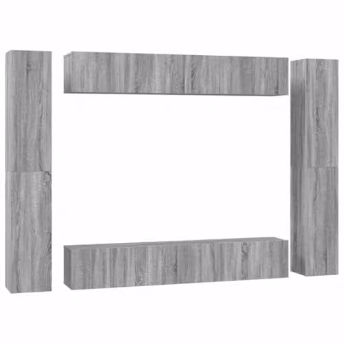 vidaXL 10 Piece Wall Mounted TV Cabinet Set in Grey Matt MDF – 1
